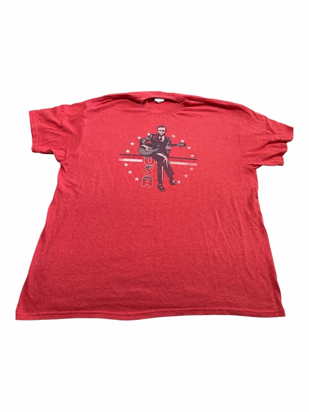 Vintage USA Abe Lincoln Guitar Graphic T‑Shirt Size XL America Red White Blue